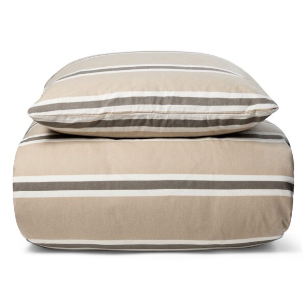 Sengetøj 200x220 cm - Stripe beige, flonel sengetøj - Stribet sengesæt - 100% bomuldsflonel - Nordstrand Home