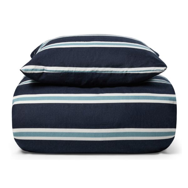 Sengetøj 200x220 cm - Stripe blå flonel sengetøj - Stribet sengesæt - 100% bomuldsflonel - Nordstrand Home