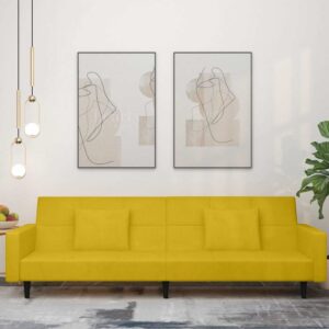 vidaXL 2-personers sovesofa med 2 puder fløjl gul