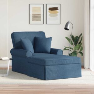 vidaXL Chaise lounge med volant med pude med pude 3 pcs Blå Stof