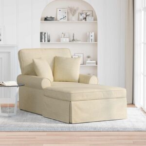 vidaXL Chaise lounge med volant med pude med pude 3 pcs Creme Stof