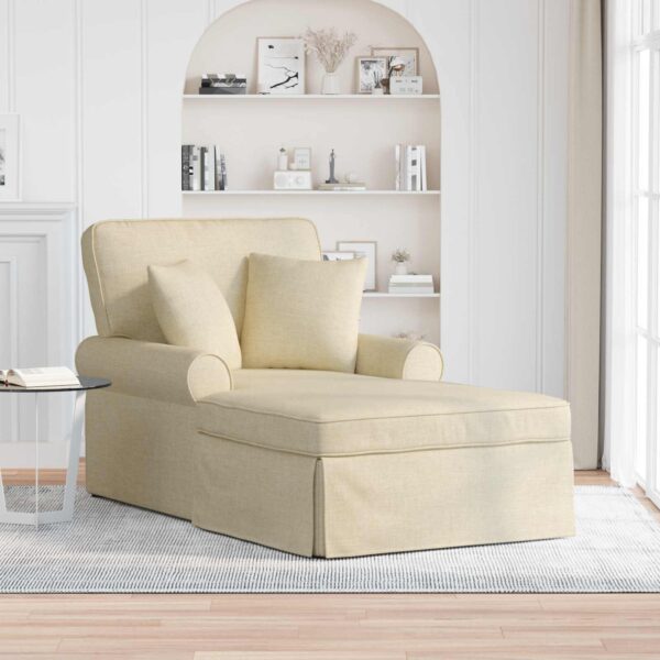 vidaXL Chaise lounge med volant med pude med pude 3 pcs Creme Stof