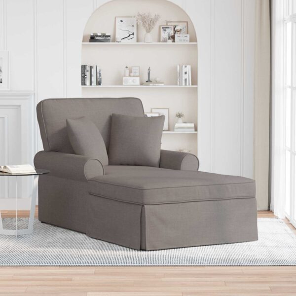 vidaXL Chaise lounge med volant med pude med pude 3 pcs Gråbrun Stof