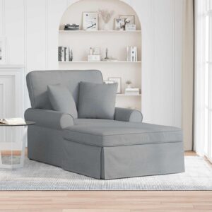 vidaXL Chaise lounge med volant med pude med pude 3 pcs Lysegrå Stof