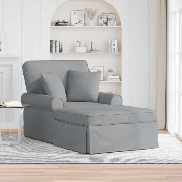 vidaXL Chaise lounge med volant med pude med pude 3 pcs Lysegrå Stof