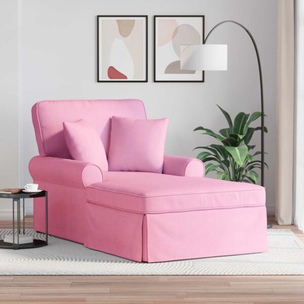 vidaXL Chaise lounge med volant med pude med pude 3 pcs Lyserød Stof