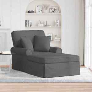 vidaXL Chaise lounge med volant med pude med pude 3 pcs Mørkegrå Stof