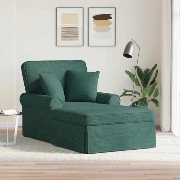 vidaXL Chaise lounge med volant med pude med pude 3 pcs Mørkegrøn Stof