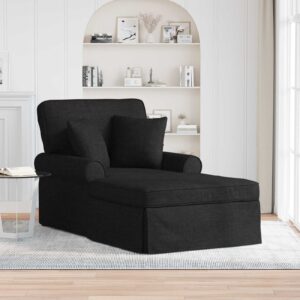 vidaXL Chaise lounge med volant med pude med pude 3 pcs Sort Stof