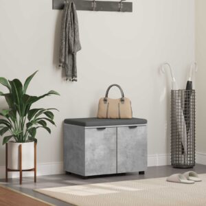 vidaXL Hallbænk med pude BetonGrå 60 x 38 x 46 cm Kunstigt træ og stof