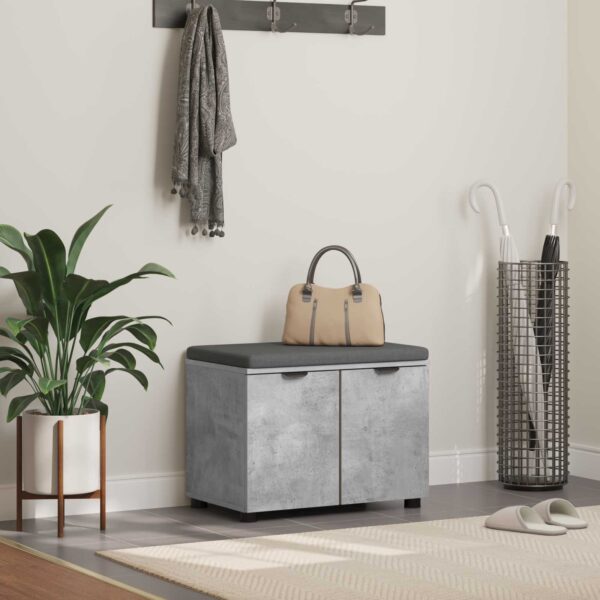 vidaXL Hallbænk med pude BetonGrå 60 x 38 x 46 cm Kunstigt træ og stof