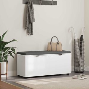 vidaXL Hallbænk med pude Hvid 100 x 38 x 46 cm Kunstigt træ og stof