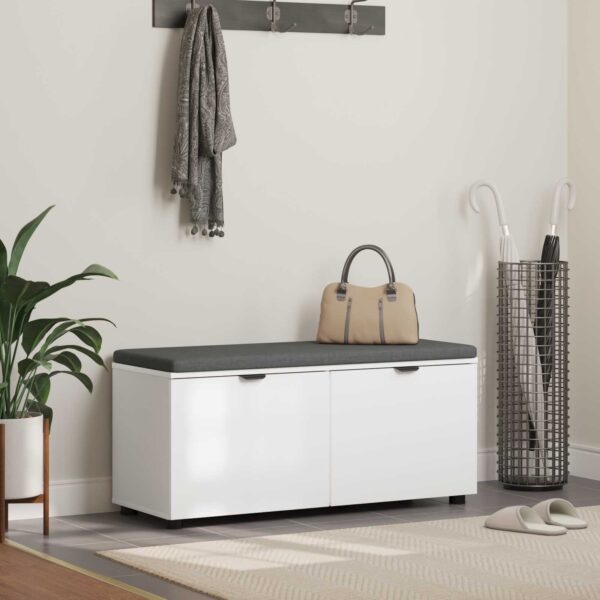vidaXL Hallbænk med pude Hvid 100 x 38 x 46 cm Kunstigt træ og stof