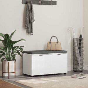 vidaXL Hallbænk med pude Hvid 80 x 38 x 46 cm Kunstigt træ og stof