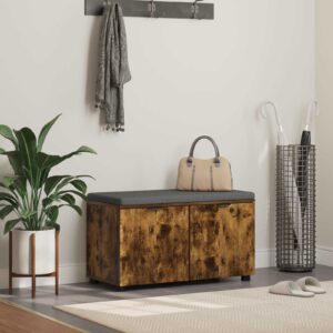 vidaXL Hallbænk med pude Røget Eg 80 x 38 x 46 cm Kunstigt træ og stof