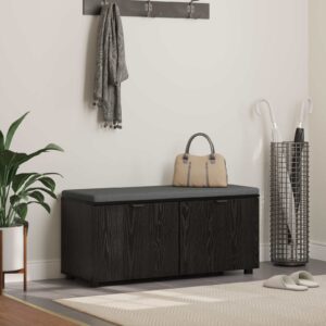 vidaXL Hallbænk med pude Sort Eg 100 x 38 x 46 cm Kunstigt træ og stof