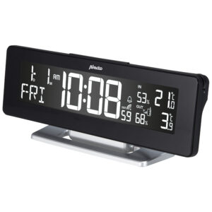 Alecto WS-2500 Digitalt Vækkeur med Vejrstation - Animeret Vejrudsigt, Snooze Funktion - Sort/Hvid