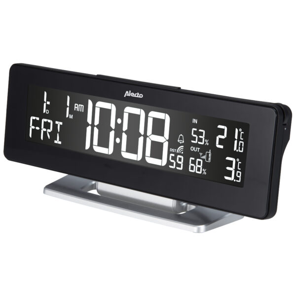 Alecto WS-2500 Digitalt Vækkeur med Vejrstation - Animeret Vejrudsigt, Snooze Funktion - Sort/Hvid