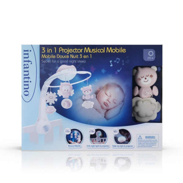 B-kids Infantino 3-i-1 Musikboks - Natlampe, Projektor - Pink