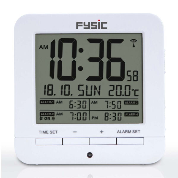 Fysic FKW-8 Digitalt Vækkeur med Termometer- Hvid