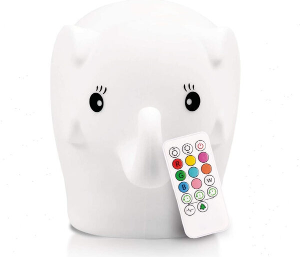 NiteLite Natlampe med 9 Farver - Genopladelig, 12 Timer - Elefant