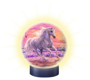 Ravensburger 3D Puslespil Natlampe - 72 Brikker - Heste på Stranden