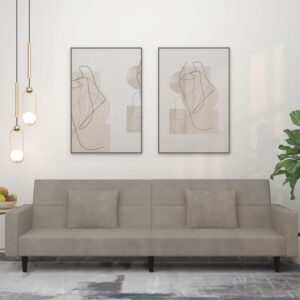 vidaXL 2-personers sovesofa med 2 puder velour lysegrå