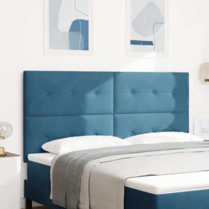 vidaXL LED sengegavl med LED-lysstrimler Blå 180 cm Fløjl