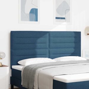 vidaXL LED sengegavl med LED-lysstrimler Blå 180 cm Stof