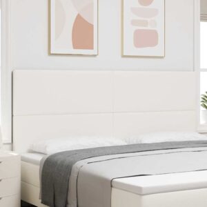 vidaXL LED sengegavl med LED-lysstrimler Creme 200 cm Velourstof