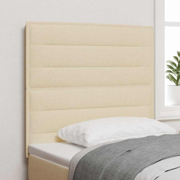vidaXL LED sengegavl med LED-lysstrimler Creme 90 cm Stof