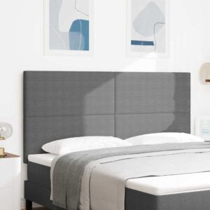vidaXL LED sengegavl med LED-lysstrimler Lysegrå 180 cm Velourstof