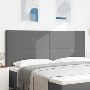 vidaXL LED sengegavl med LED-lysstrimler Lysegrå 200 cm Velourstof
