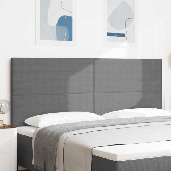 vidaXL LED sengegavl med LED-lysstrimler Lysegrå 200 cm Velourstof