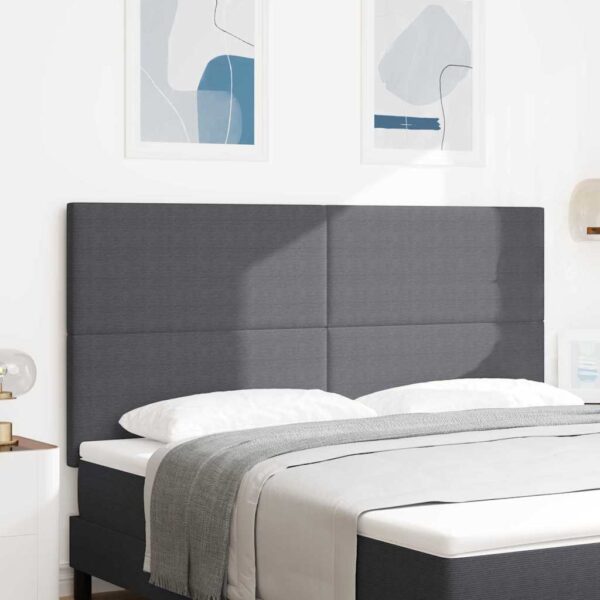 vidaXL LED sengegavl med LED-lysstrimler Mørkegrå 180 cm Velourstof