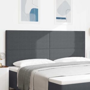vidaXL LED sengegavl med LED-lysstrimler Mørkegrå 200 cm Velourstof