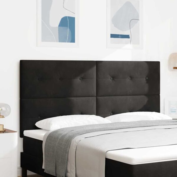 vidaXL LED sengegavl med LED-lysstrimler Sort 180 cm Fløjl