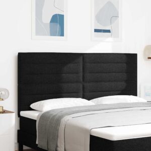 vidaXL LED sengegavl med LED-lysstrimler Sort 180 cm Stof