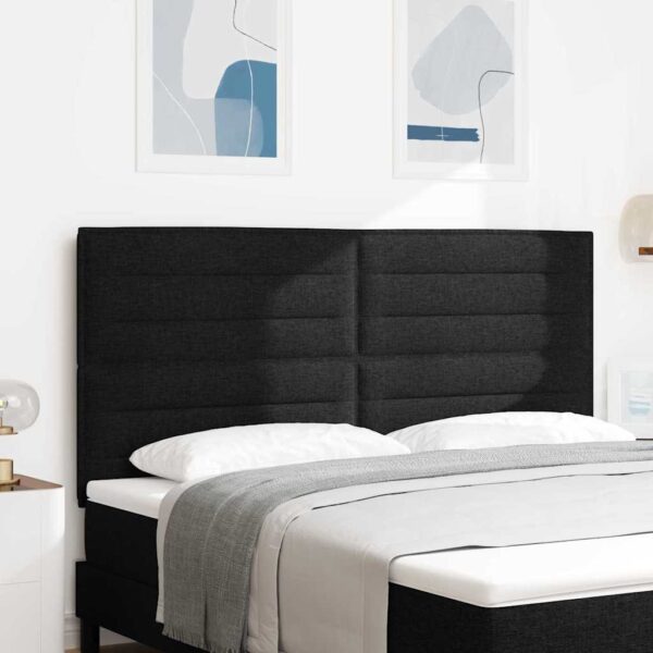 vidaXL LED sengegavl med LED-lysstrimler Sort 180 cm Stof