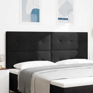 vidaXL LED sengegavl med LED-lysstrimler Sort 200 cm Fløjl