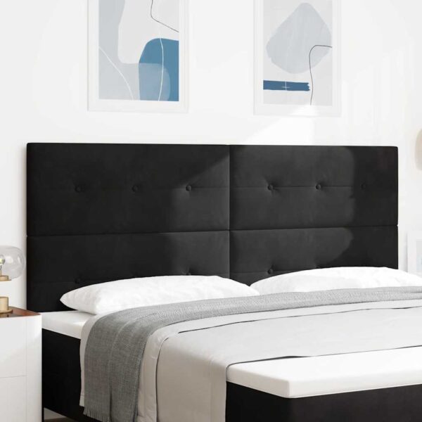 vidaXL LED sengegavl med LED-lysstrimler Sort 200 cm Fløjl