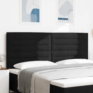 vidaXL LED sengegavl med LED-lysstrimler Sort 200 cm Stof