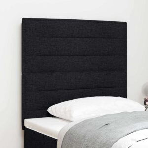 vidaXL LED sengegavl med LED-lysstrimler Sort 90 cm Stof