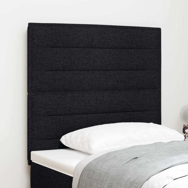 vidaXL LED sengegavl med LED-lysstrimler Sort 90 cm Stof
