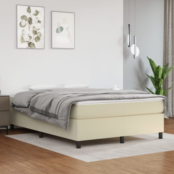 vidaXL kontinentalseng 140x200 cm kunstlæder cremefarvet