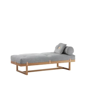 A2 Stay daybed stof grå, ramme i olieret eg
