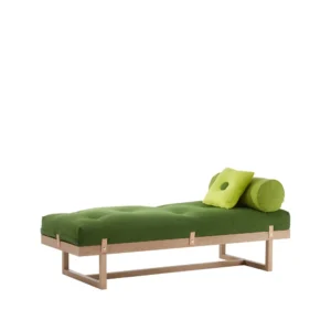 A2 Stay daybed stof grøn, ramme i hvidolieret egetræ