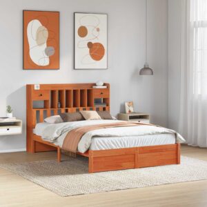 Bogreol Sengramme 2 stk Voks brun 200 x 140 cm Massivt fyrretræ