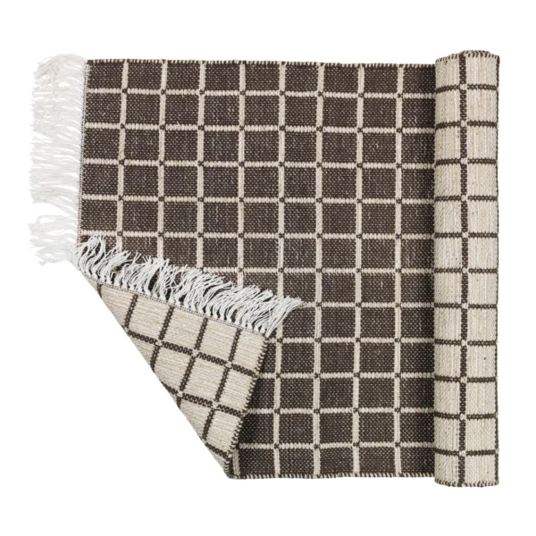 Broste Copenhagen Henny bomuldstæppe 140x200 cm Light grey/Aubergine