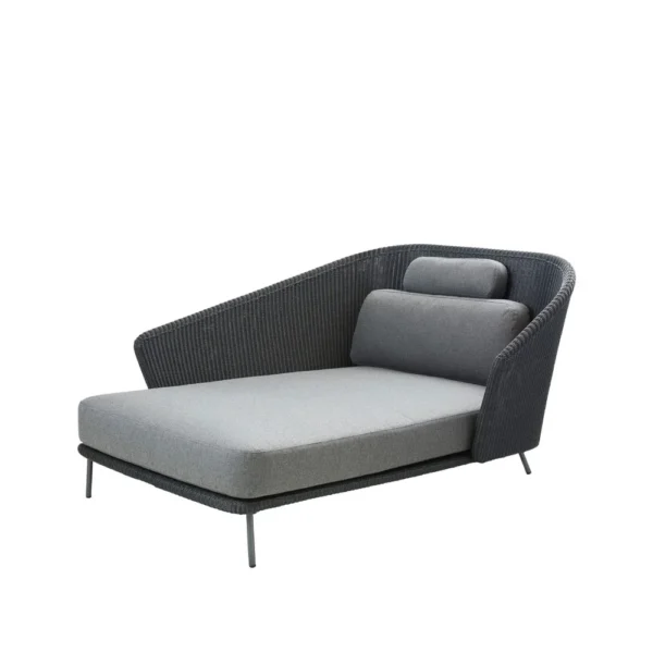 Cane-line Mega daybed Grafisk, højre, inkl. grå hynder
